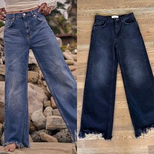 NWOT Free People Straight Up Baggy Wide Leg Jeans Black size 25 raw hem